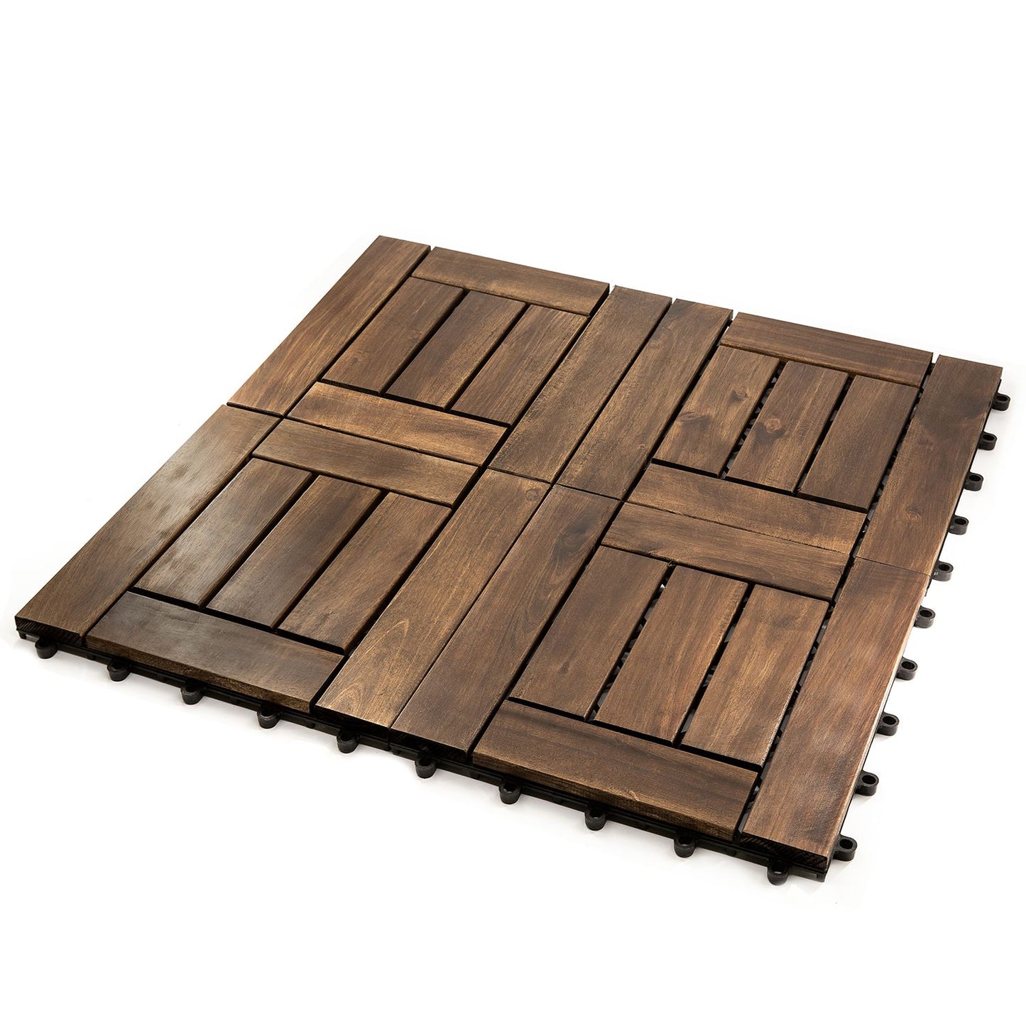 10PC 12inch*12inch High-quality Acacia wood modular flooring, model 007, is easy to install and enhances your home's elegance and comfort.