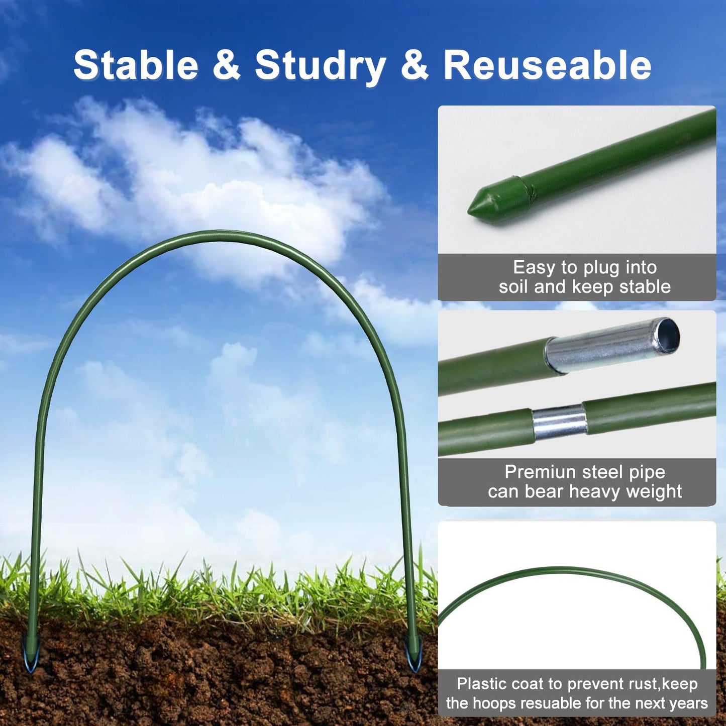 12PC 4ft*0.31inch Small greenhouse plastic elbows, garden arch support accessories, greenhouse arch pole connecting pipes, support fixtures