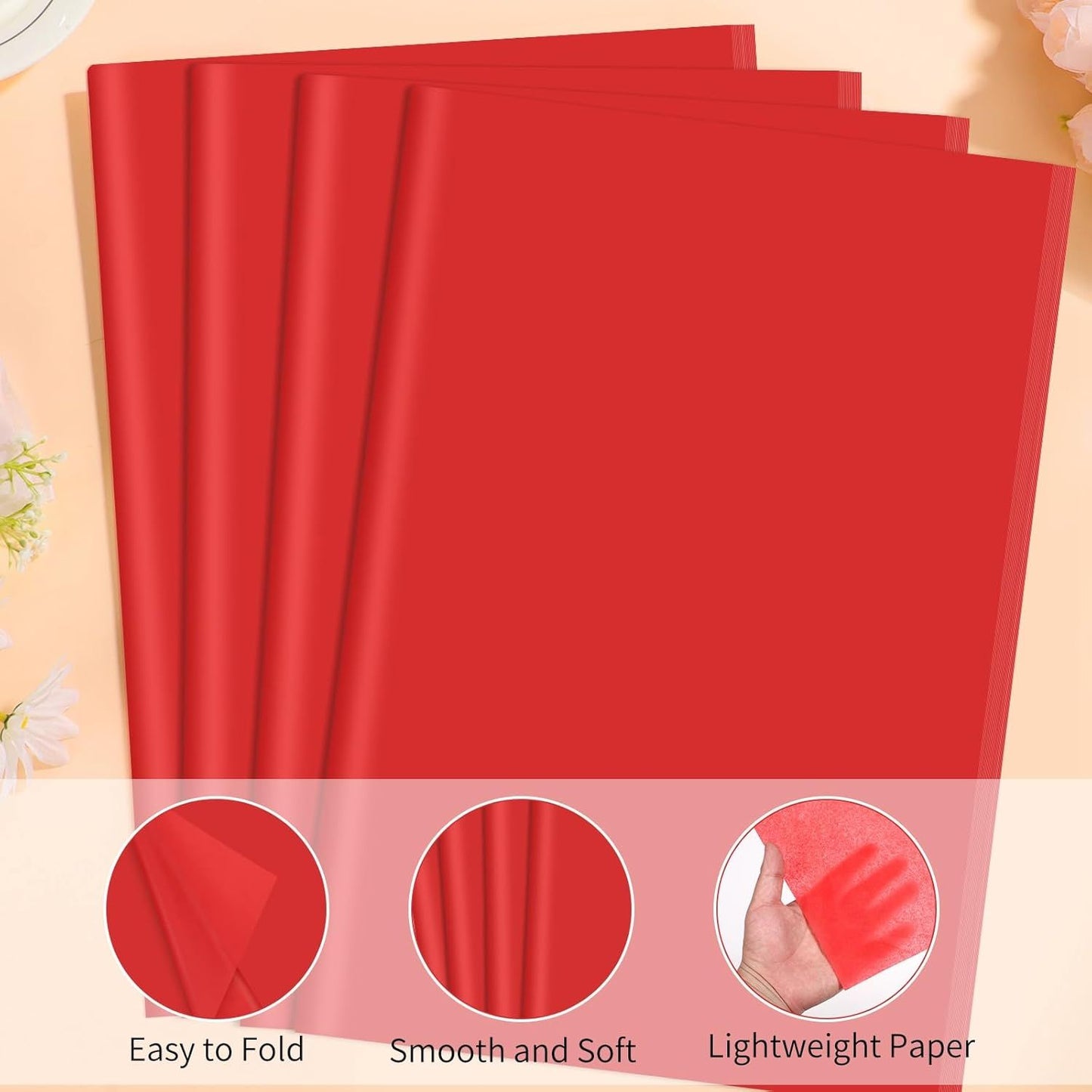 160 Sheets Red Tissue Paper for Gift Bags 20 X 14 Inches Gift Tissue Paper Bulk for Crafts Christmas Wedding Party Birthday Graduation Decorations