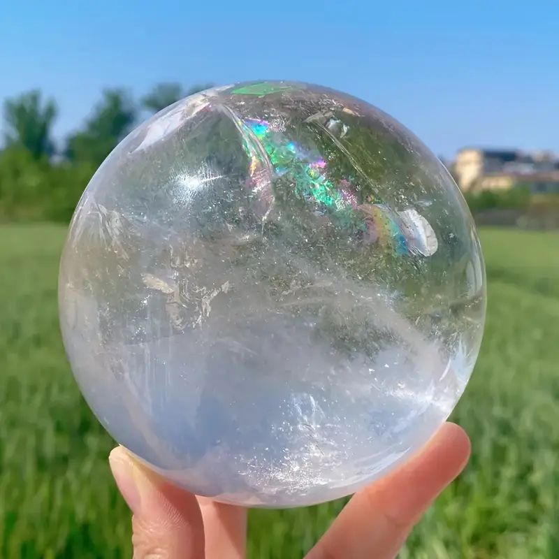 1pc Large White Quartz Crystal Ball - Clear Sphere with Natural Inclusions, for Home Decor, Spiritual Meditation, Feng Shui, Photography, Witchcraft, Christmas, Easter, Crystal Decorations