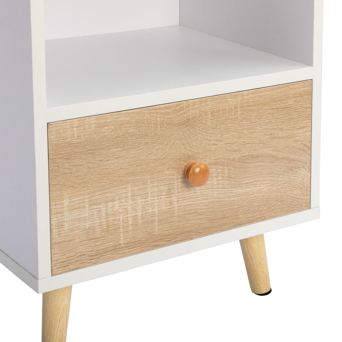 2 of Bedside Cupboard with 1 Drawer and Short Legs; End Table with Storing Shelf; Indoors XH