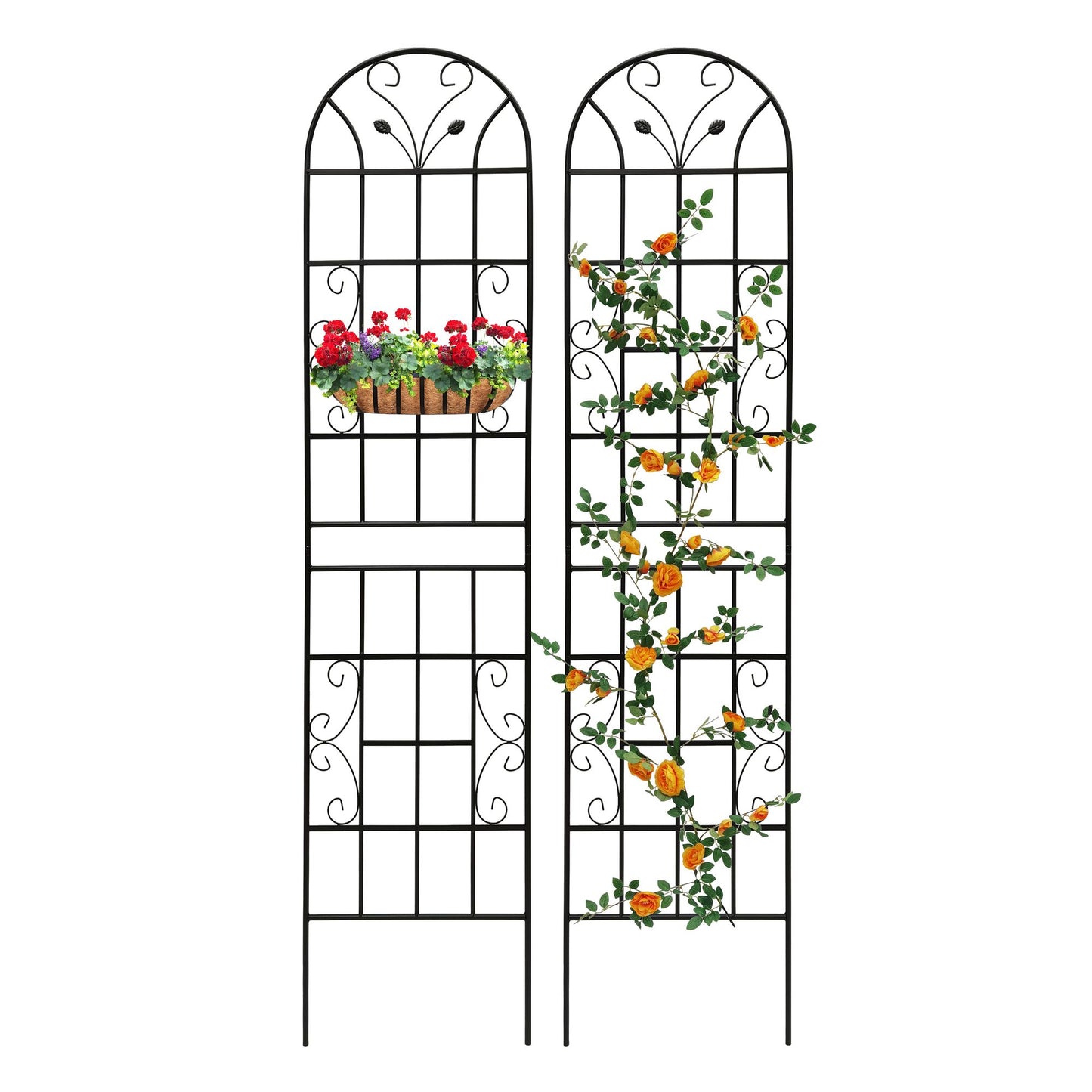 2 Pack Metal Garden Trellis 86.7" x 19.7" Rustproof Trellis for Climbing Plants Outdoor Flower Support Black