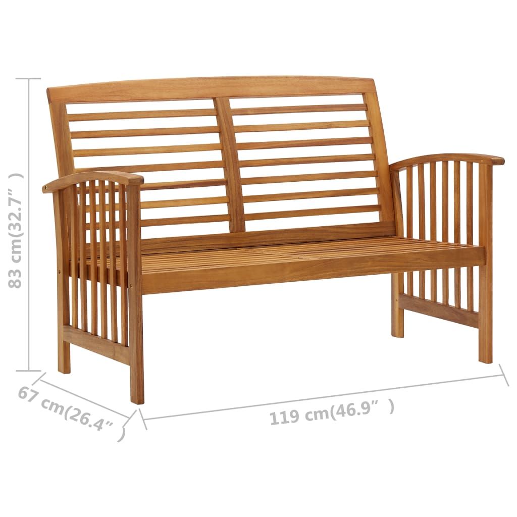 2 Piece Patio Lounge Set Solid Acacia Wood