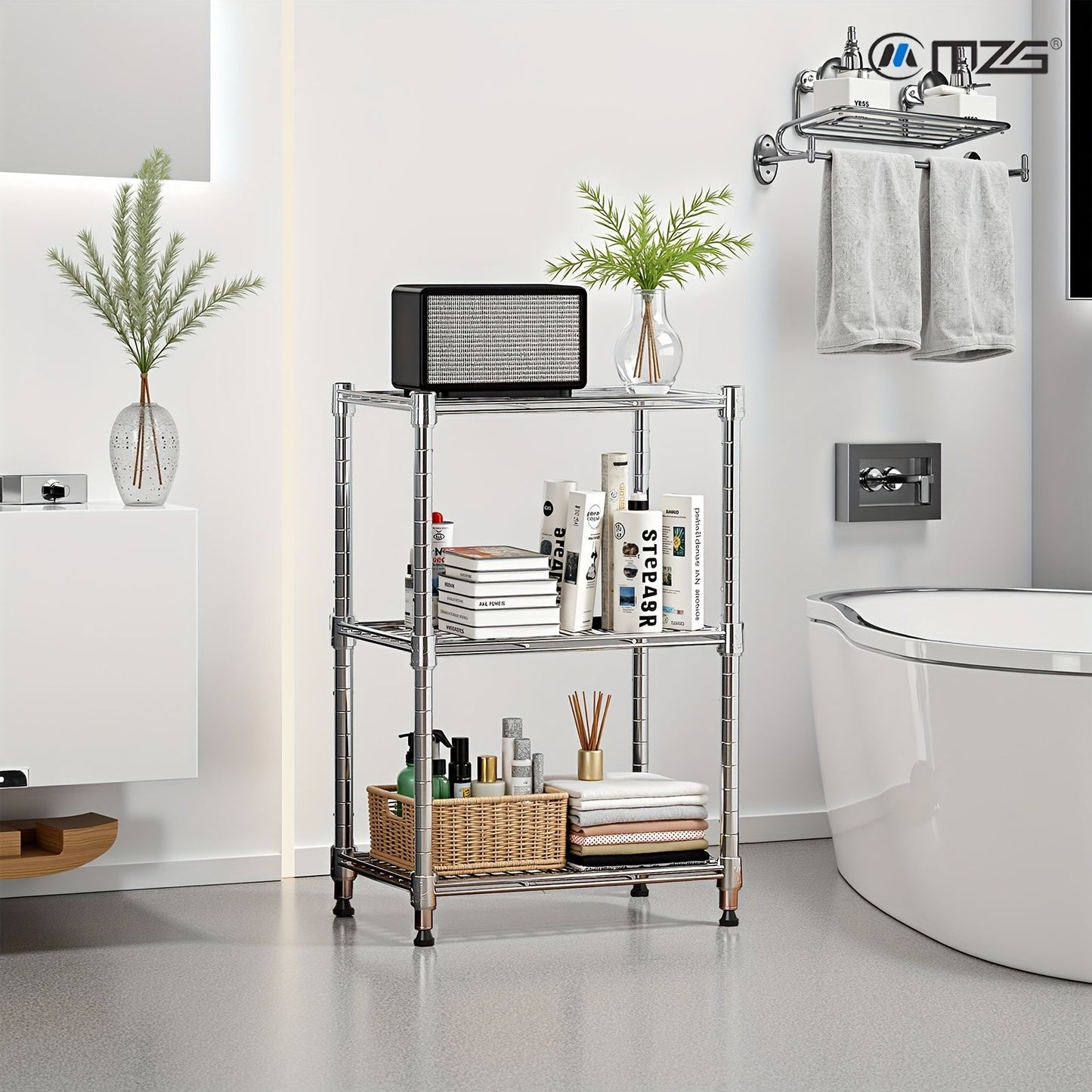 450 lbs Wire Storage Shelving 3-Tier Utility Shelving Unit Steel Organizer Wire Rack for Home,Kitchen,Office,Chrome(11.8" D x 17.7" W x 26.3" H)