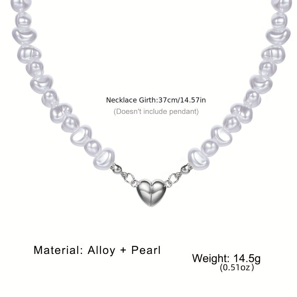 Add a touch of love to your outfit with our Exquisite Irregular Faux Pearl Love Pendant Necklace for Women