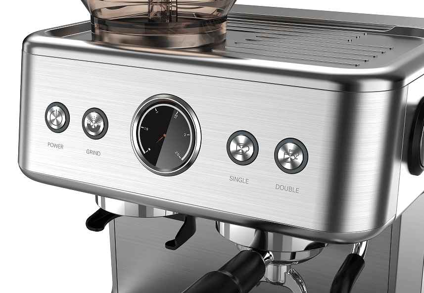 coffee grinding machine. 20Bar 1 cup / 2 cups mechanical button + instrument number, 2300W, steam type, powder hammer 58mm, 30 level grinding setting