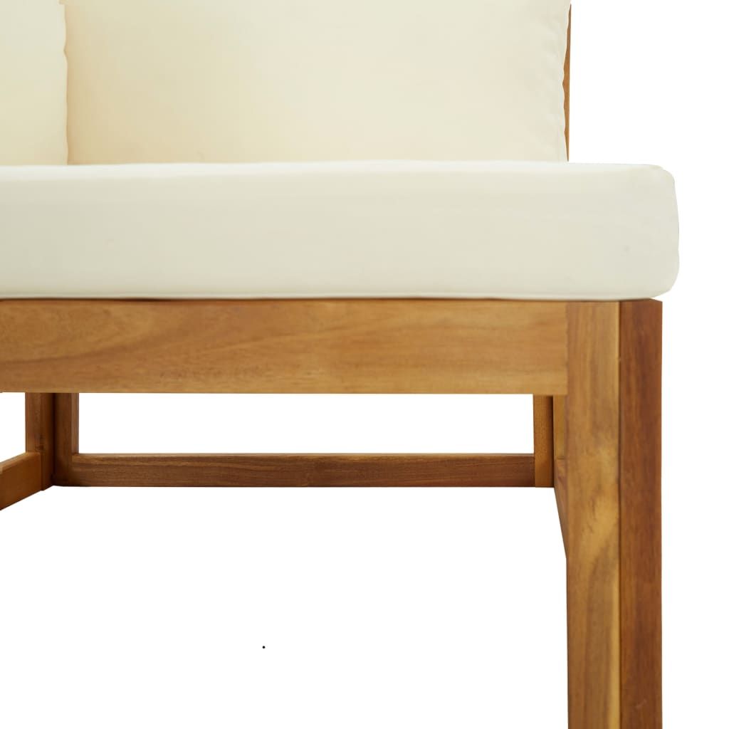 Corner Sofa Cream white Solid acacia wood Standard two-seater