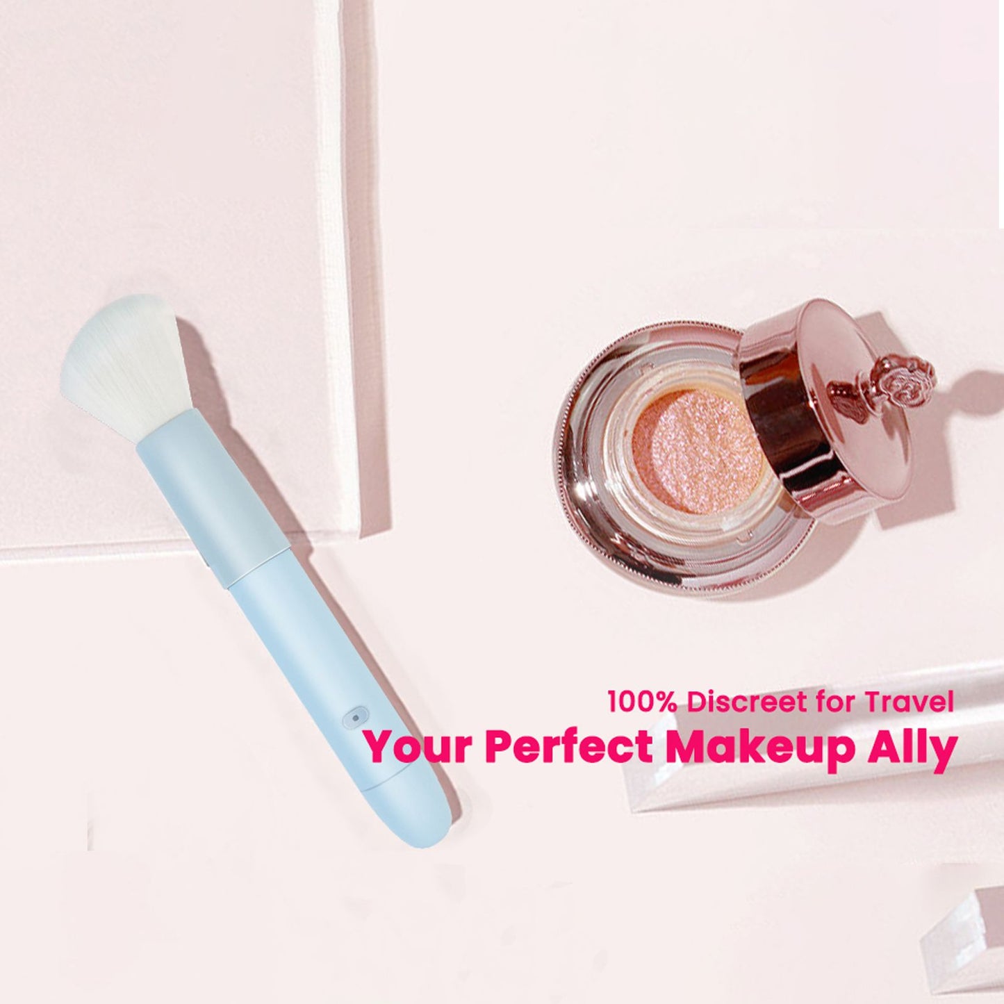 Dual-Use Vibrating Makeup Brush & Personal Massager: 10 Speed Stimulator, Detachable Waterproof Brush Head, USB Direct Charging, Thoughtful Gift for Women