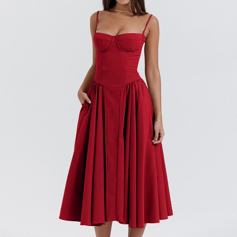 French-style Elegant Retro-style Dopamine Dress With A Strapless Design