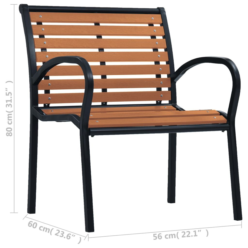 Garden Chair Set of 2 Black and Brown Steel and WPC Standard