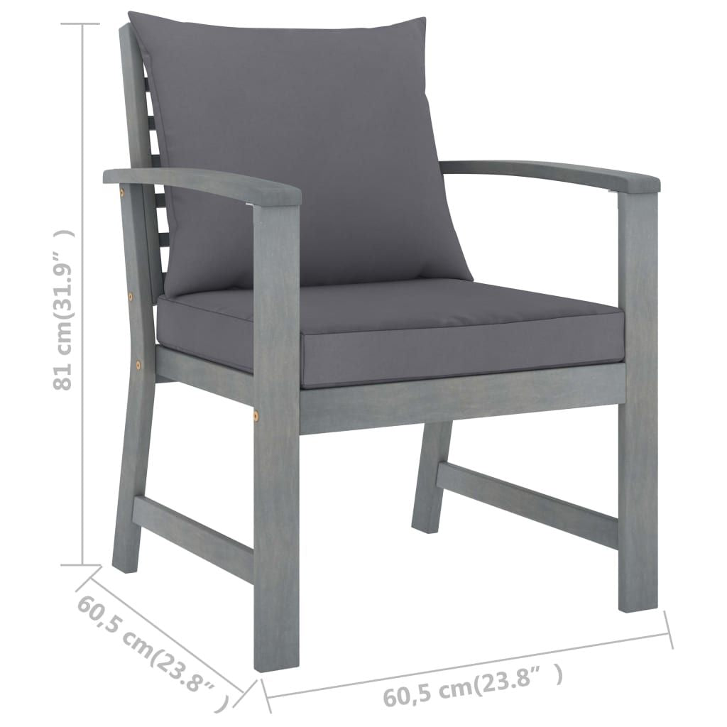 Garden Chair Set of 2 Dark grey