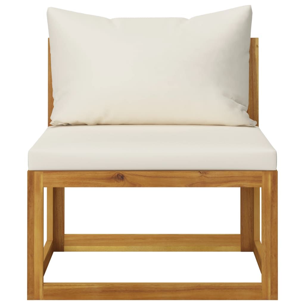 Garden Lounge Set Cream, Acacia Wood Brown