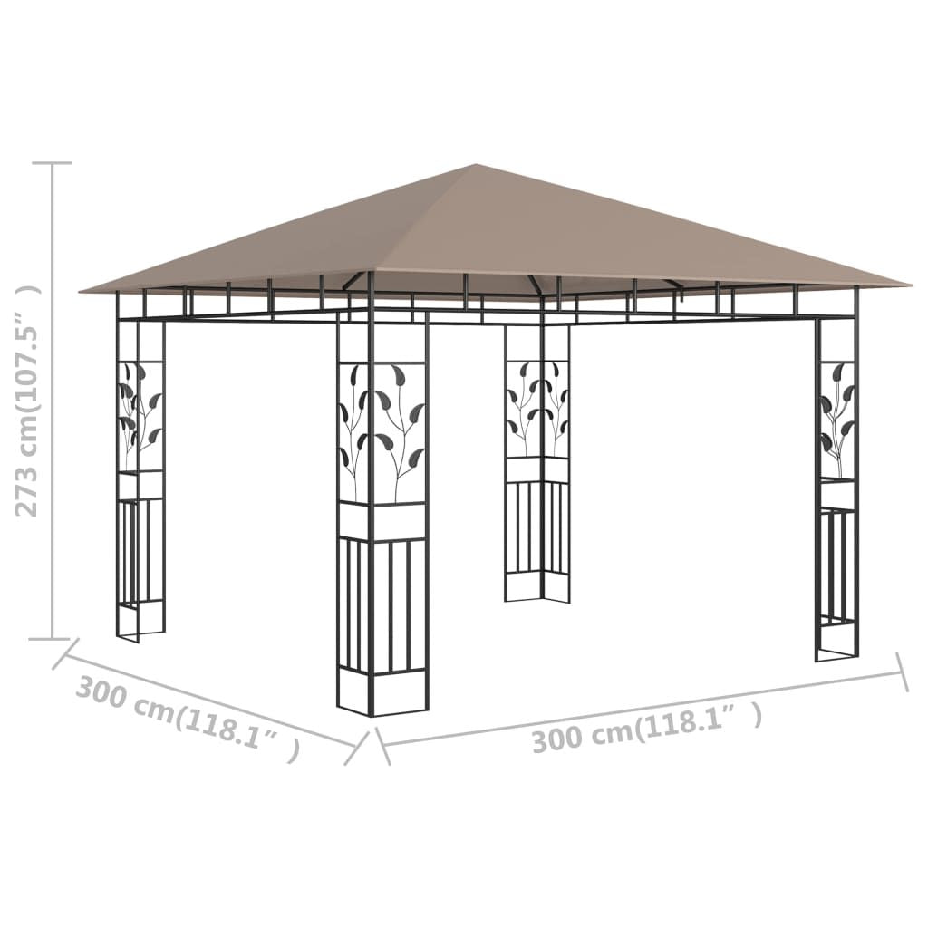 Gazebo with Mosquito Net 9.8'x9.8'x9' Taupe 0.6 oz/ft²