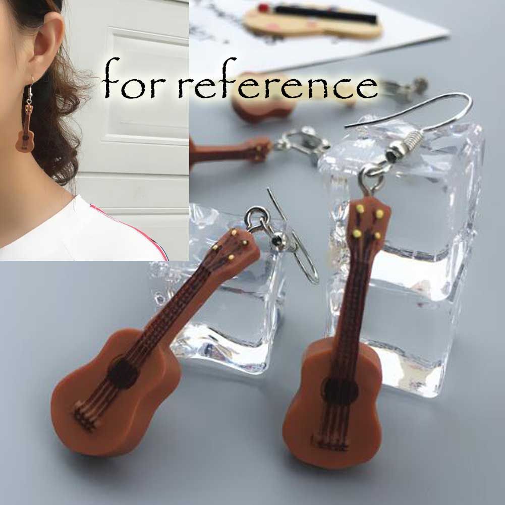 Lightweight Drop Hook Guitar Earrings Music Instruments Long Pendant Music Lover Women Dangle Earring; 2 Pairs