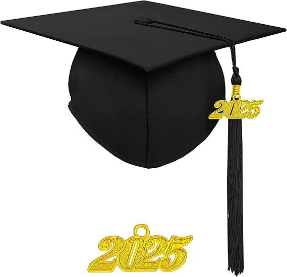 Matte Adult Graduation Cap with 2025 Tassel Unisex Adjustable Graduation Cap