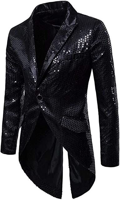 Mens Sequin Blazer Tailcoat Jacket Tuxedo Swallowtail Suits Shiny Dinner Party Show Tux Dress Coat