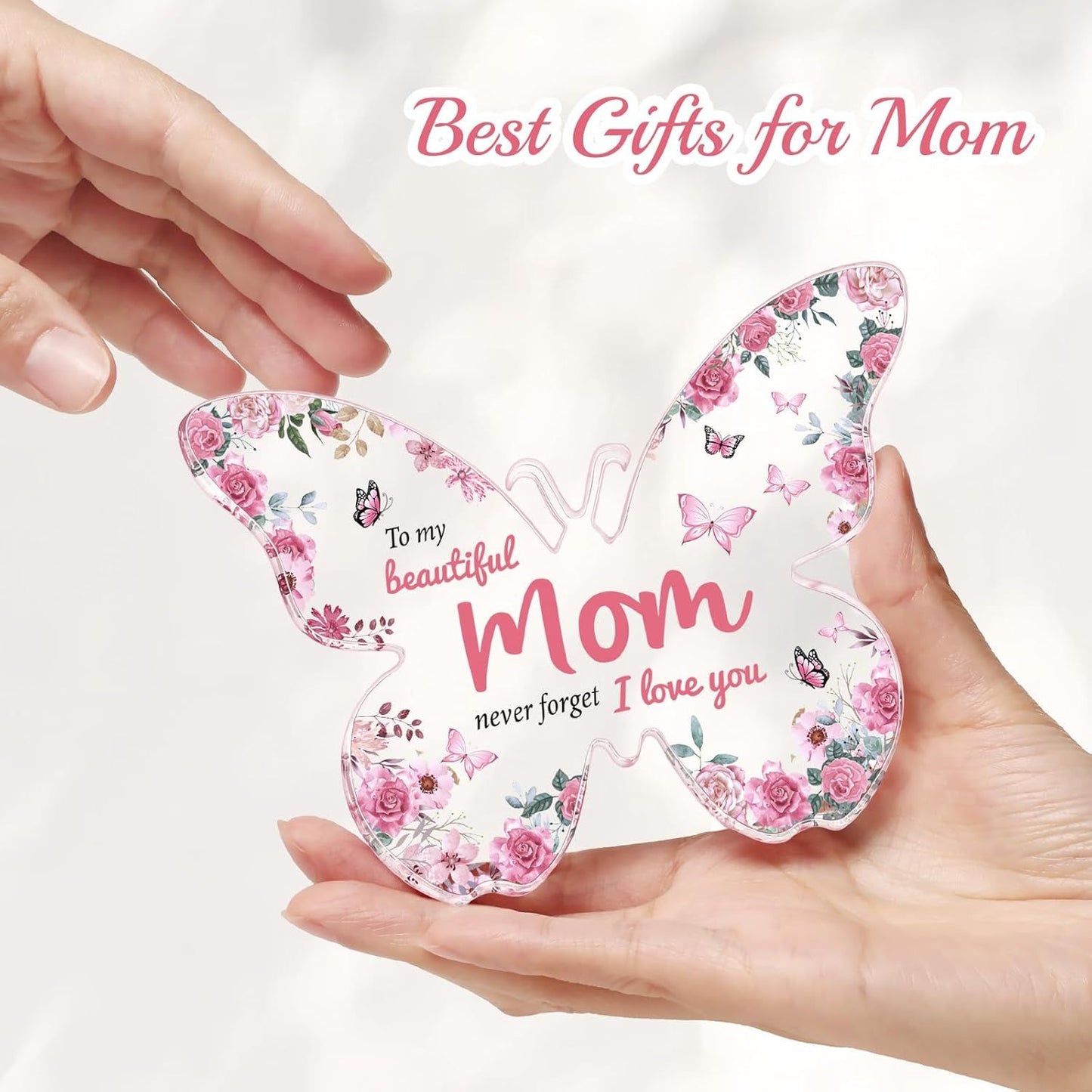 Mothers Day Gifts for Mom from Daughter Son: Unique Birthday Gifts, Butterfly-Shaped Acrylic Keepsake Decorations, 5x3.8 inch Valentines Day Presents Ideas for Love Mom Grandma Wife