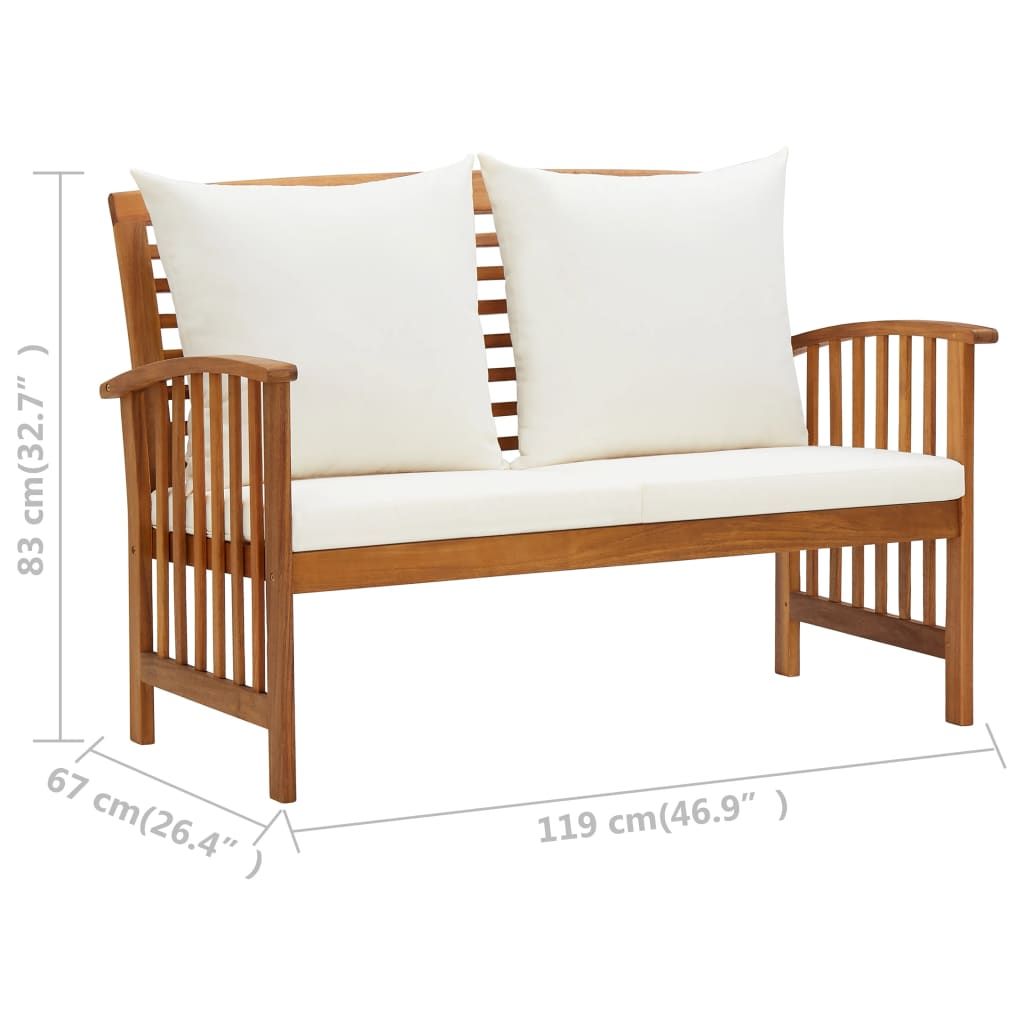 Patio Bench with Cushions 46.9" Solid Acacia Wood