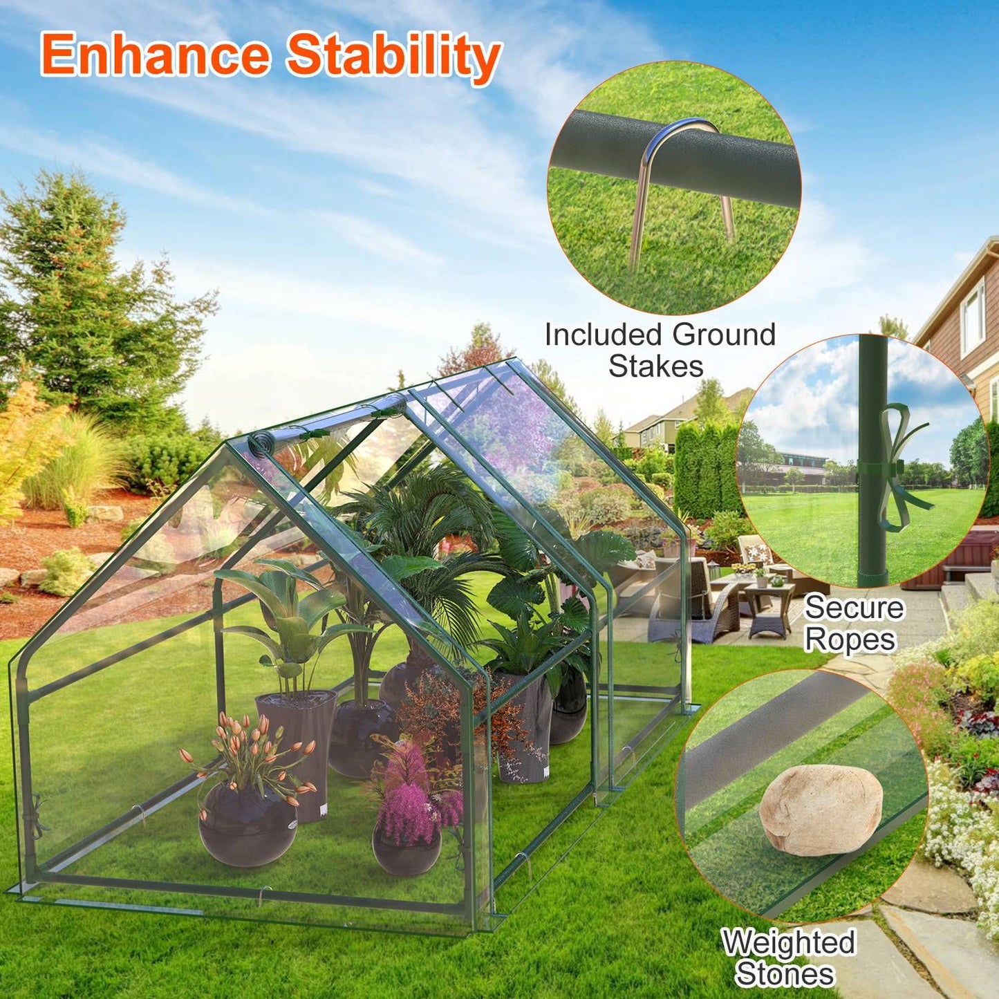 Portable Greenhouse 71" x 33" x 37" – Walk-in Outdoor Garden Plant House w/ Roll-Up Zipper Door, Clear PVC Cover & Thickened Iron Frame | Easy Assembly, UV/Tear/Rust-Proof | Balcony/Patio/Gift