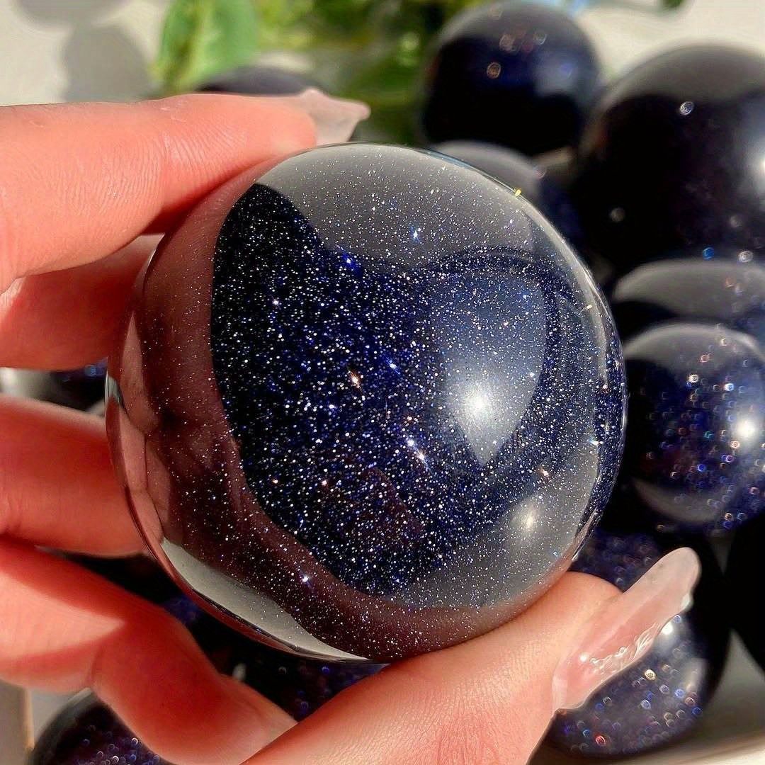 Stunning Blue Golden Sandstone Crystal Ball - Polished Meditation Sphere for Home Decor, Garden Decoration, Perfect Gift for Christmas, Valentine's Day, Mother's Day