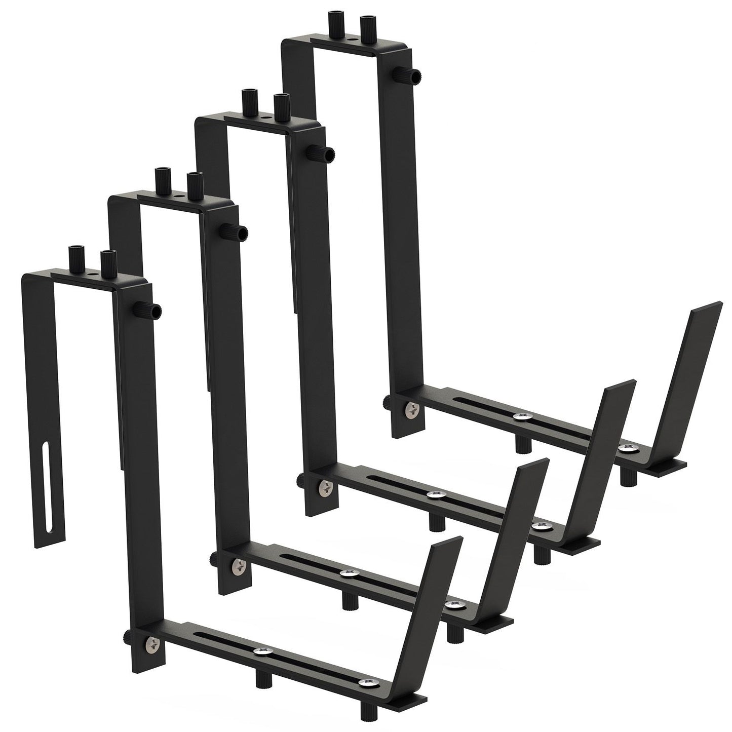 Telescopic Window Planter Bracket, Iron No-Drill Wall-Mounted Flower Box Holder, 6.1-11.6" Tray & 2.36-6.9" Dual-Size Hook, Indoor/Outdoor Rustproof Rail Hanging Basket Support, with 24 Screws & Screw