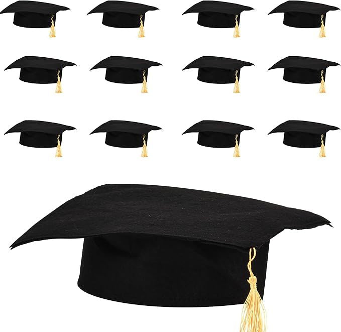 U. S. Toy Kindergarten Black Graduation Caps w/Gold Tassel, Preschool Graduation Cap for Boys and Girls, Customizable,