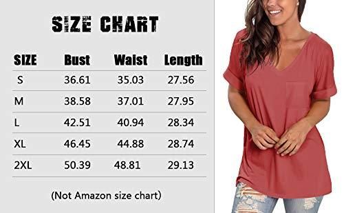 Womens Basic T Shirts Short Sleeve Spring Tops and Blouses Loose Basic Tees; Brick Red; L