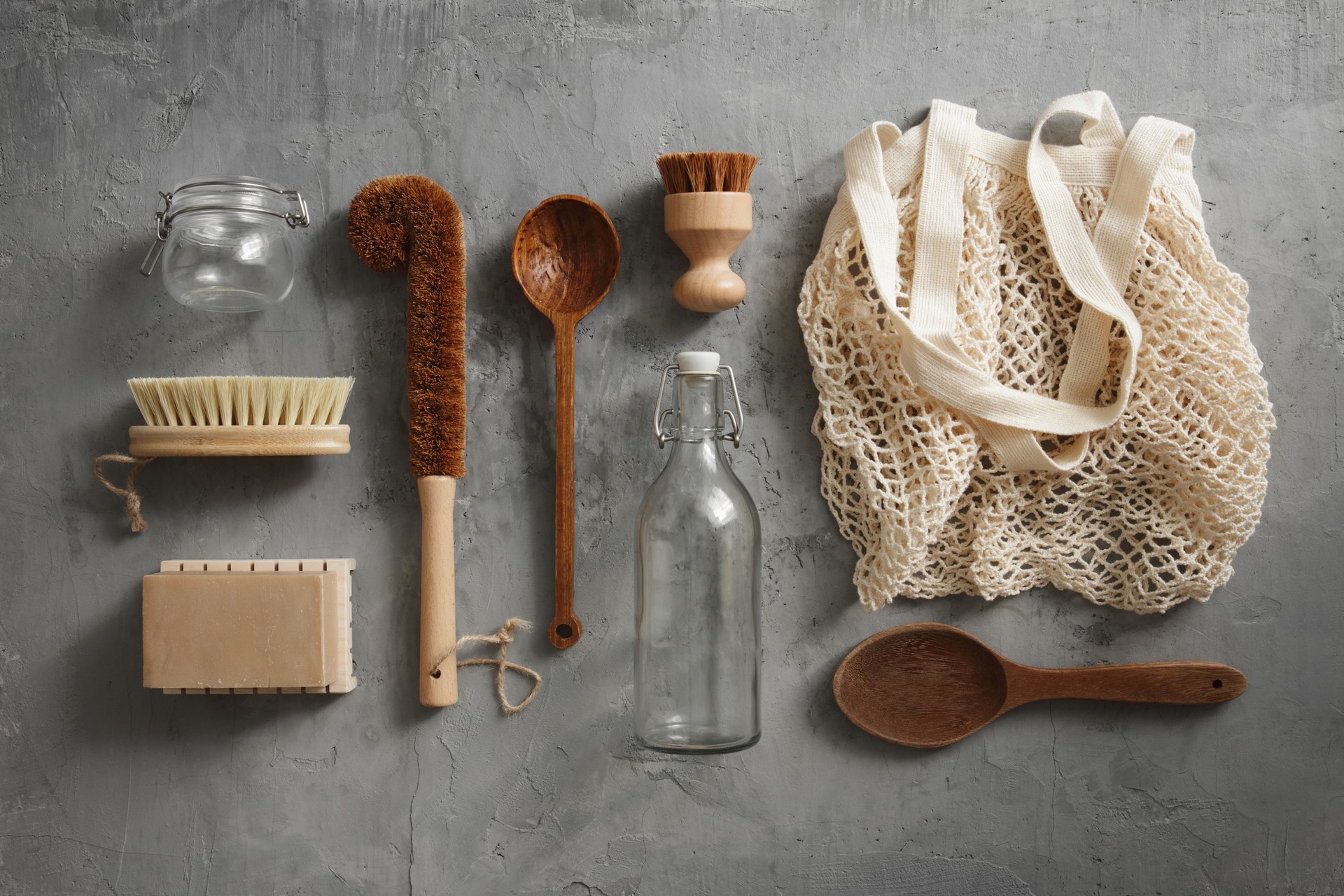 Set of eco-friendly kitchen essentials