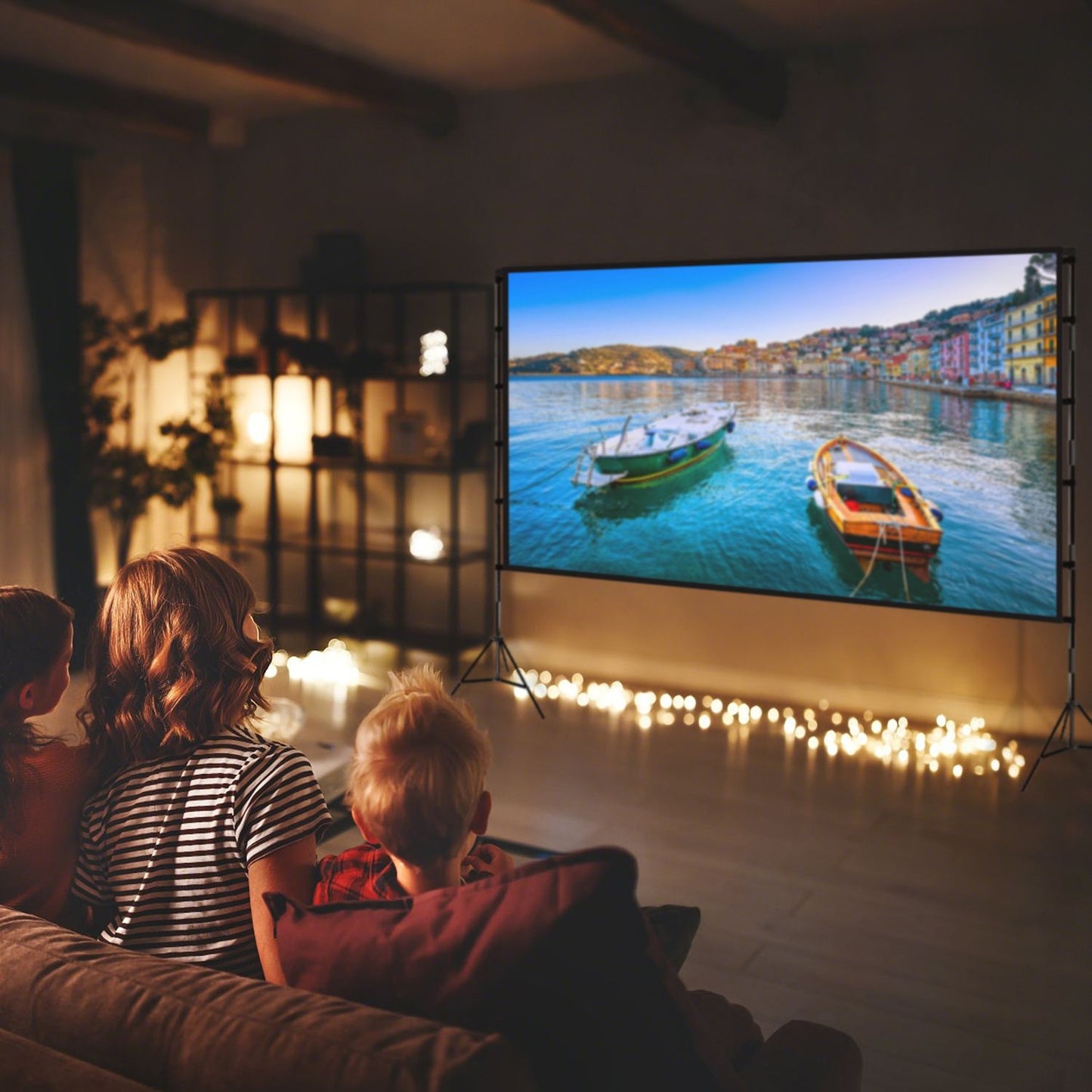 100-120" Portable Projector Screen with Stand, Foldable & Anti-Crease, HD 4K Movie Screen for Outdoor/Indoor Use, Home Theater, Parties & Business Presentations - Includes Carry Bag