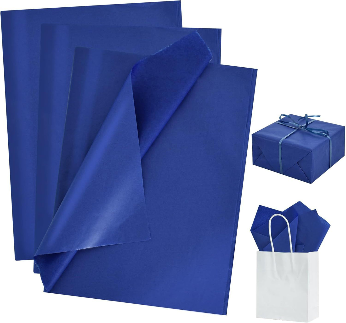 100 Sheets Royal Blue Tissue Paper Bulk, Wrapping Tissue Paper for Gift Bags, 14 x 20 Inch Gift Wrap for Birthday Wedding Graduation DIY Crafts Holiday Flowers