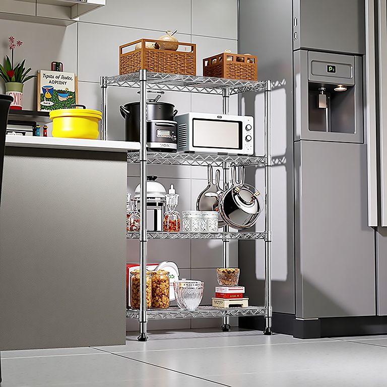 1000 lbs Storage Shelving 4-Tier Utility Shelving Unit Steel Organizer Wire Rack for Home,Kitchen,Office,Chrome (13.7" D x 23.6" W x 53.4" H)