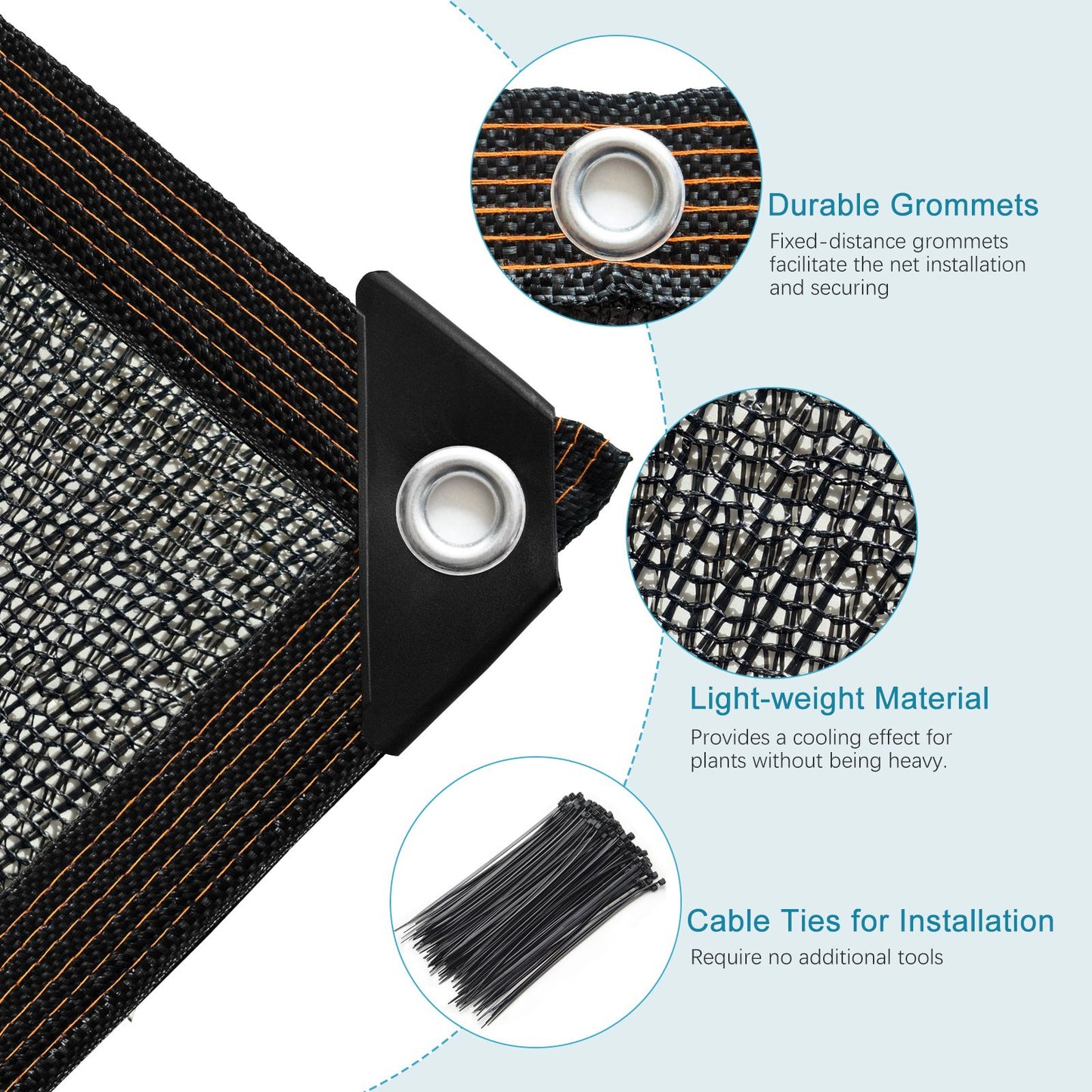 10ft*12ft Black sunshade net with snap-on design for sun protection, windproof, and patio/balcony shading