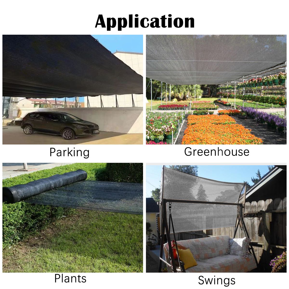 10ft*12ft Black sunshade net with snap-on design for sun protection, windproof, and patio/balcony shading
