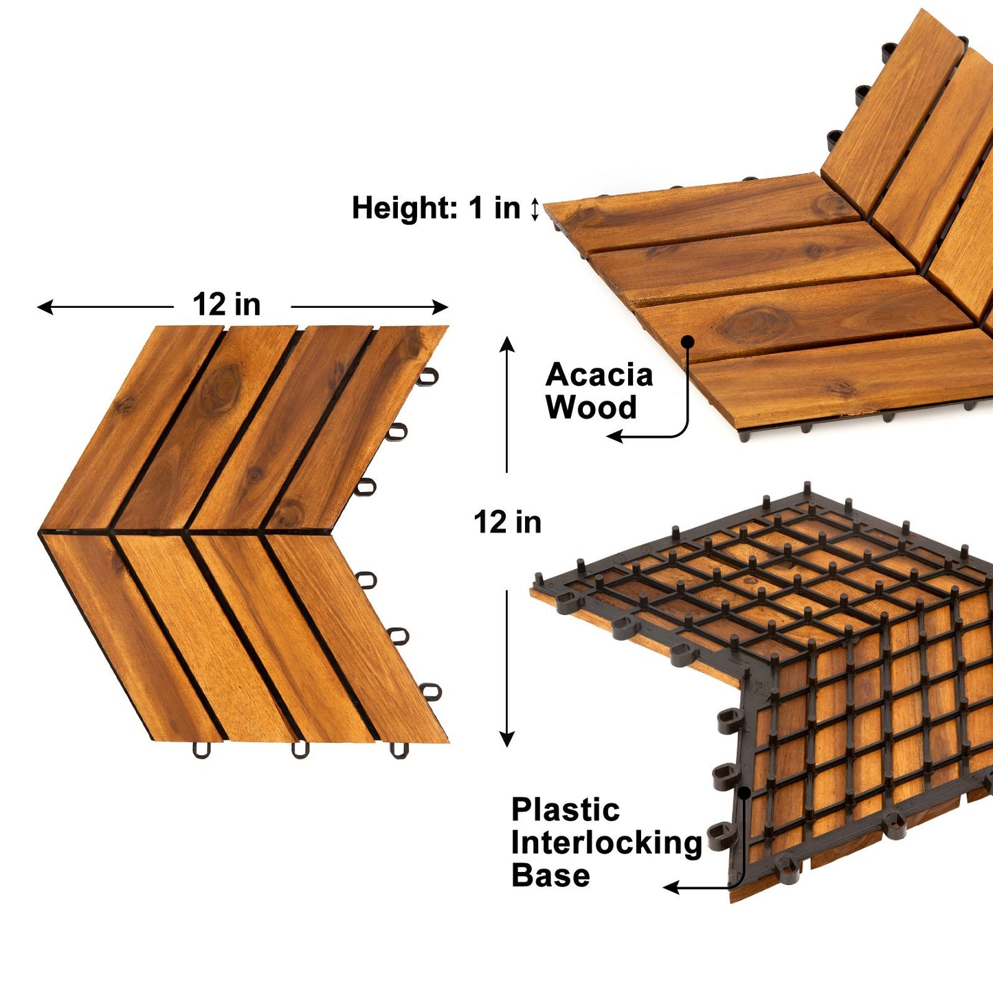 10PC 12inch*12inch  High-quality Acacia wood modular flooring, model 026, is easy to install and enhances your home's elegance and comfort.