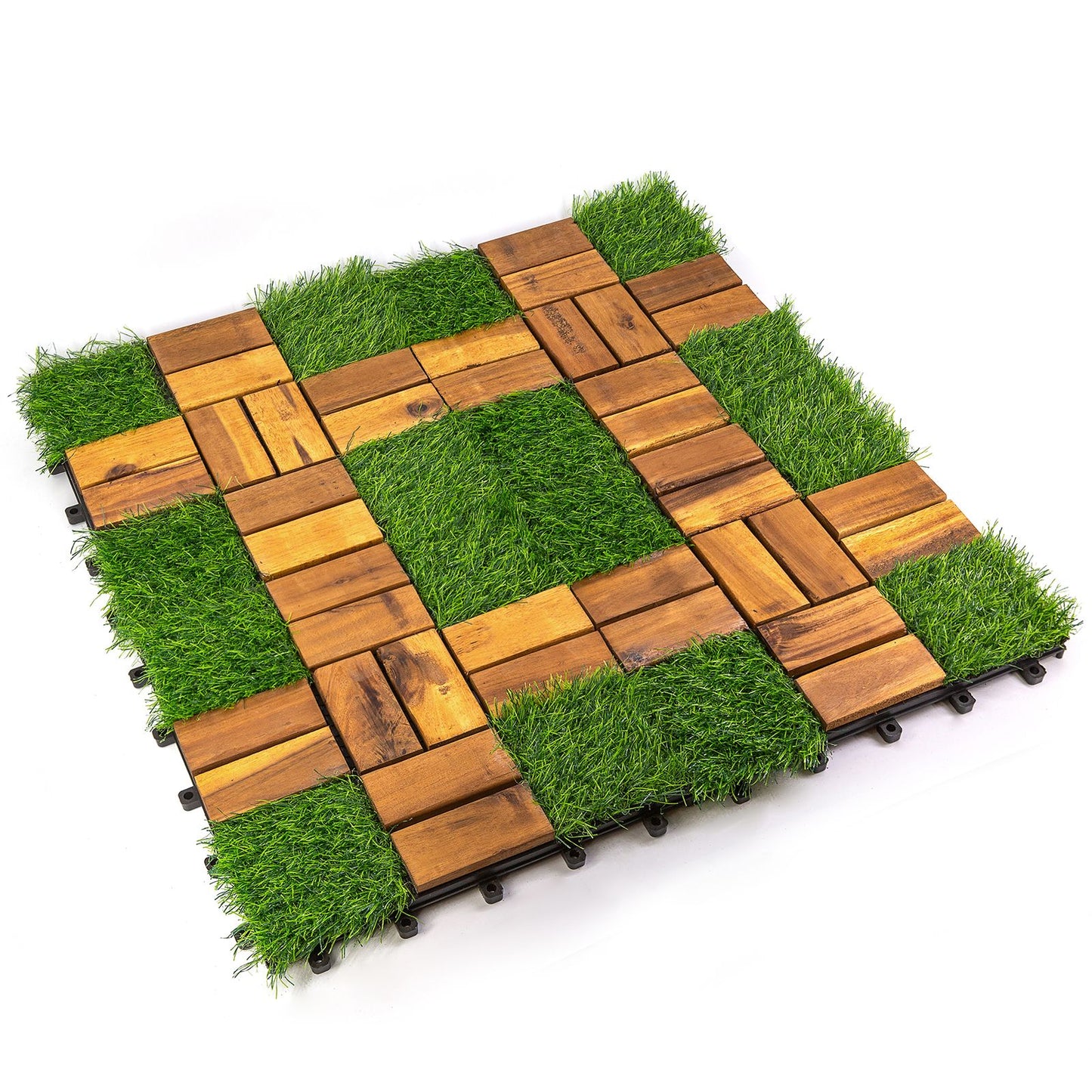 10PC 12inch*12inch High-quality Acacia wood modular flooring, model 057, is easy to install and enhances your home's elegance and comfort.