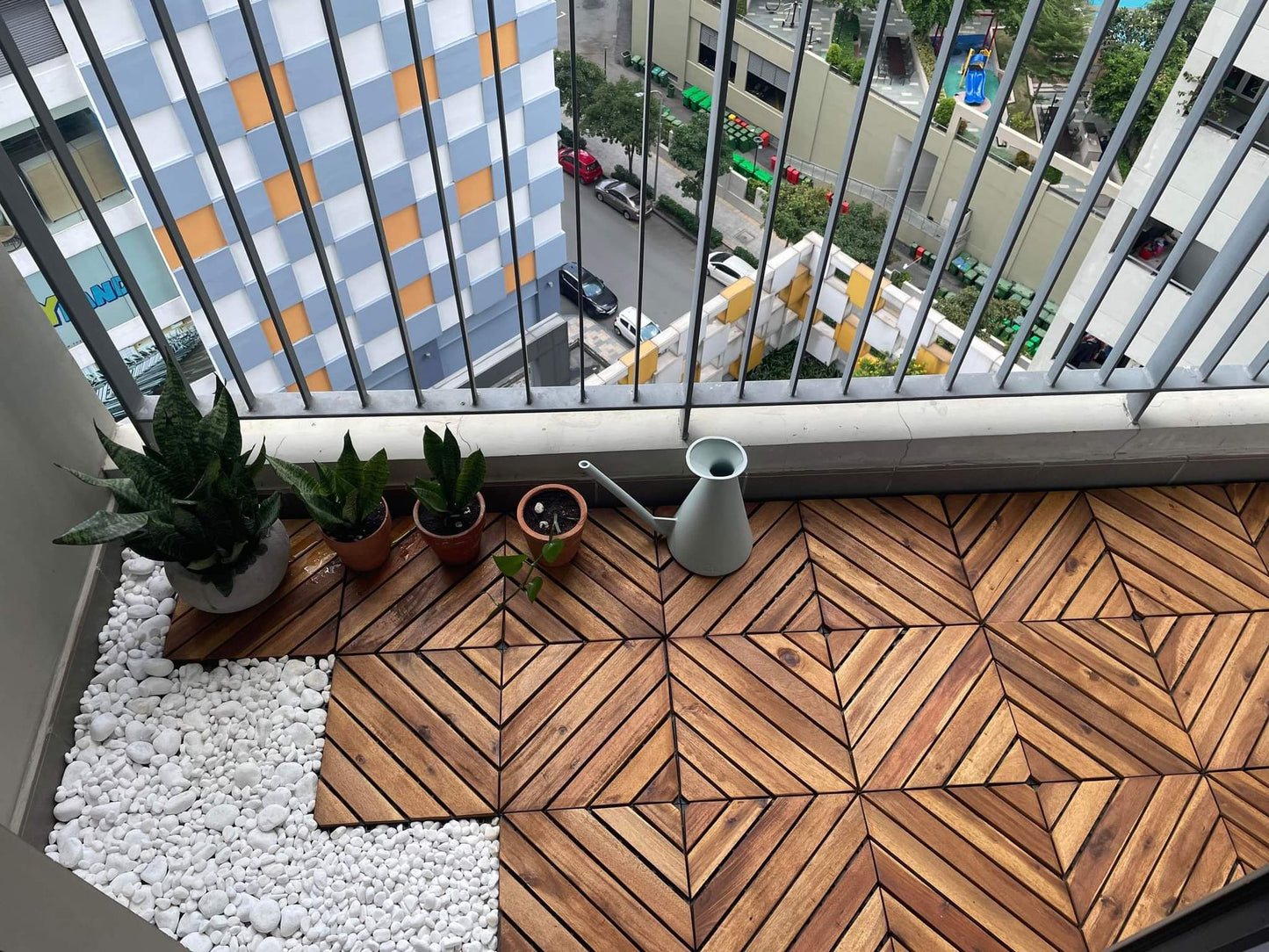 10PC 12inch*12inch High-quality Acacia wood modular flooring, model 08, is easy to install and enhances your home's elegance and comfort.