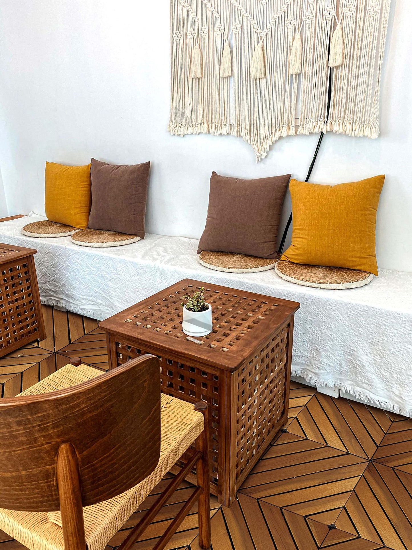 10PC 12inch*12inch High-quality Acacia wood modular flooring, model 08, is easy to install and enhances your home's elegance and comfort.