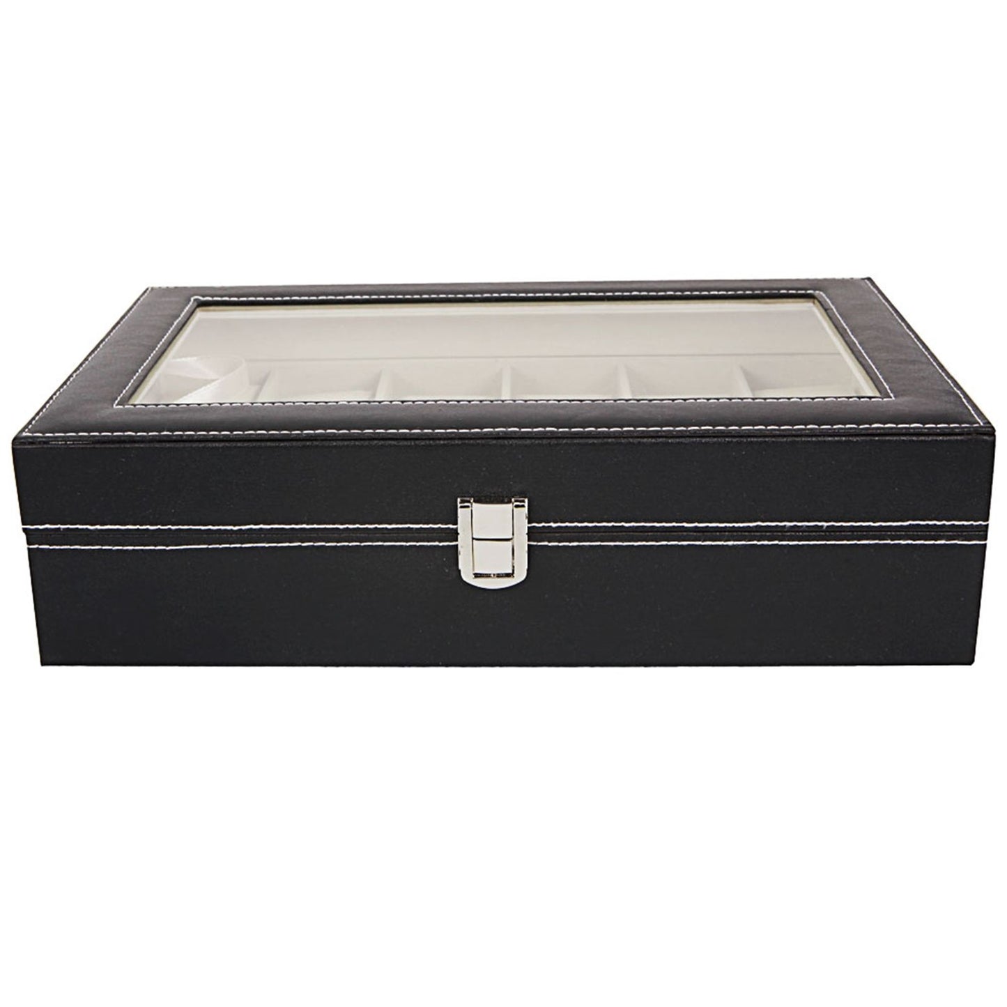 12 Compartments Top-level Opening Style Leather Watch Collection Box Black(USPS is not supported at the moment)