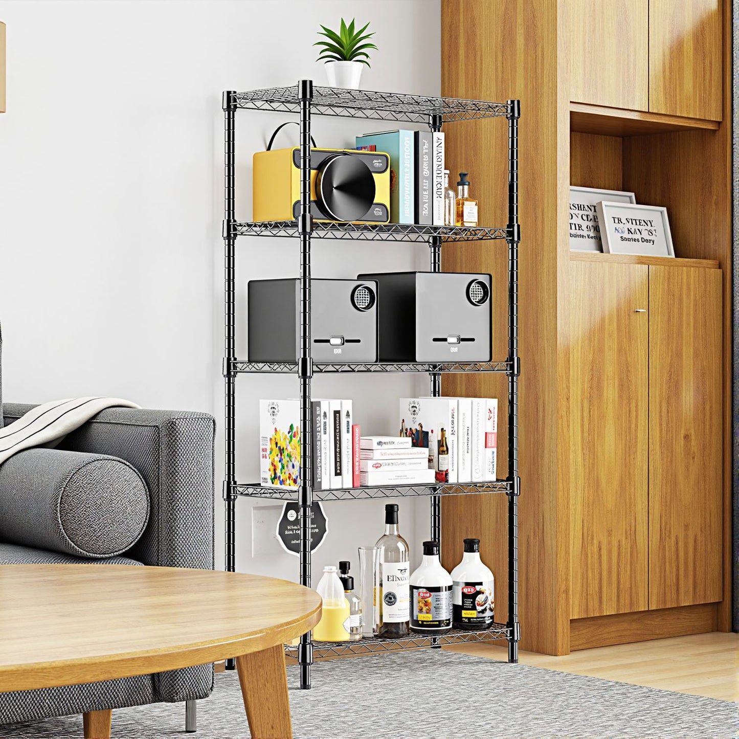 1250 lbs Storage Shelving Utility Shelving Unit 5-Tier Utility Shelving Unit Steel Organizer Wire Rack for Home,Kitchen,Office (13.7" D x 23.6" W x 62.4" H)