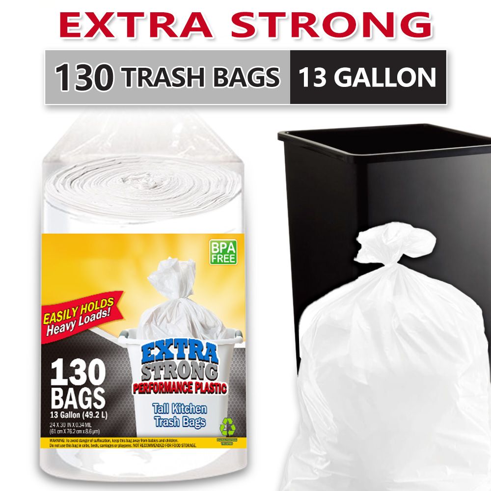 130 Bags 13 Gallon Expandable Heavy-Duty Plastic Multipurpose Disposable Garbage Bags-Super Strong, Leak-Resistant, And Odor-Proof For Bedroom, Kitchen, Living Room, Outdoor, And Toilet