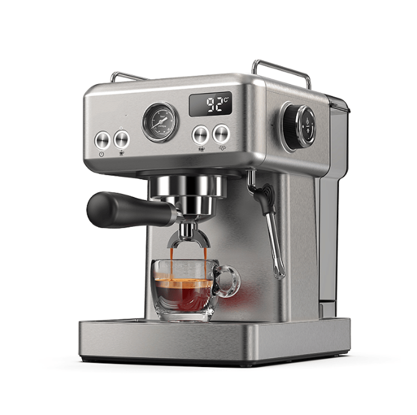 1350W Semi-automatic espresso machine with temperature adjusted mobile filter Cold / hot espresso 20Bar extraction mocha Nestle espresso Steam temperature and cup volume adjustable pre-soaking