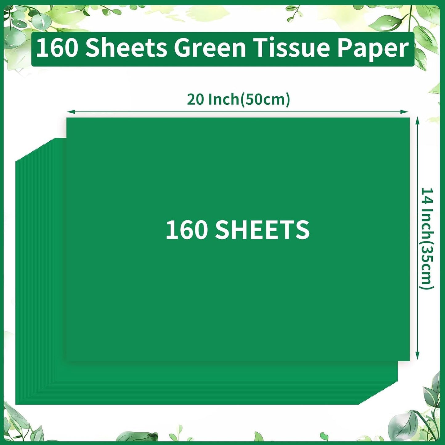 160 Sheets Green Tissue Paper for Gift Bags 20 X 14 Inches Gift Tissue Paper Bulk for Crafts DIY Project Christmas Weddings Birthday Graduation Party Decorations160 Sheets Green Tissue Paper for Gift