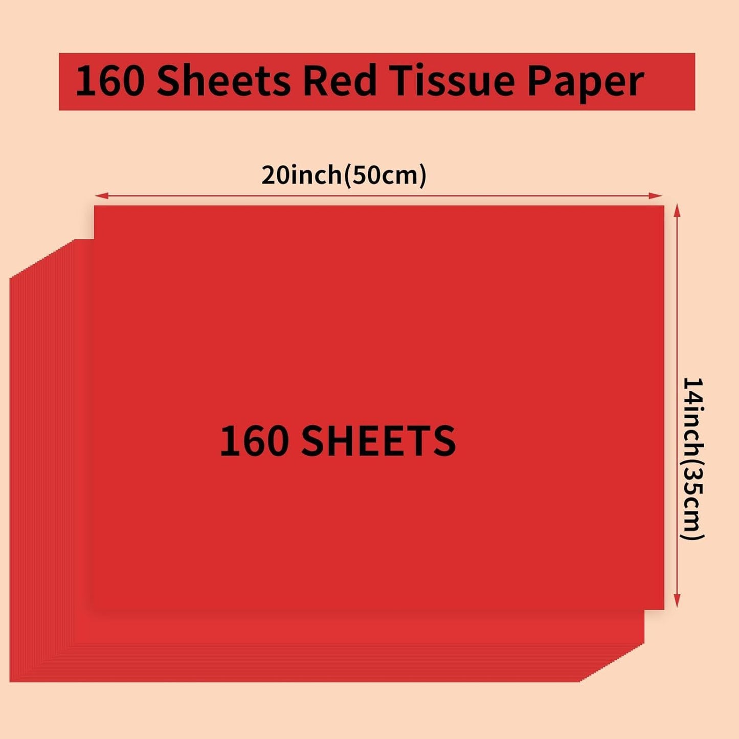 160 Sheets Red Tissue Paper for Gift Bags 20 X 14 Inches Gift Tissue Paper Bulk for Crafts Christmas Wedding Party Birthday Graduation Decorations