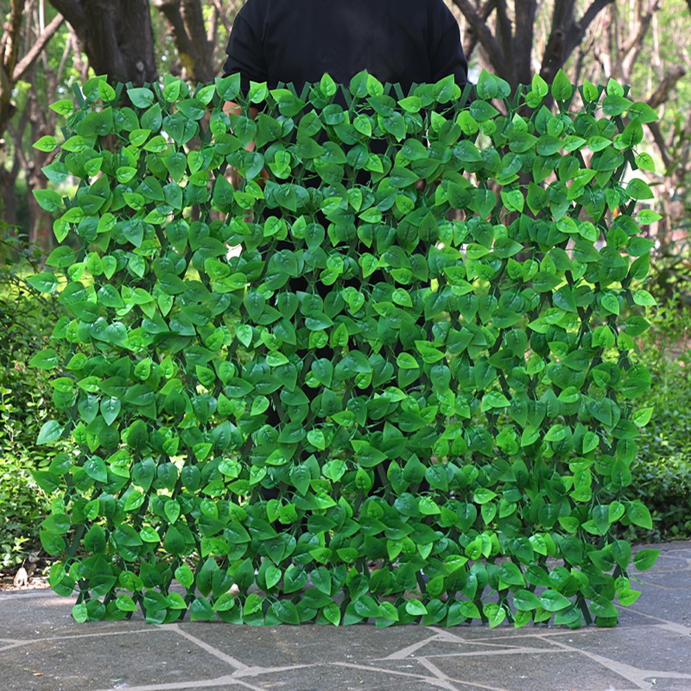 16inch*47inch Retractable and adjustable simulated green hedge, plastic simulated vine fence, balcony and patio partition, protective greening net