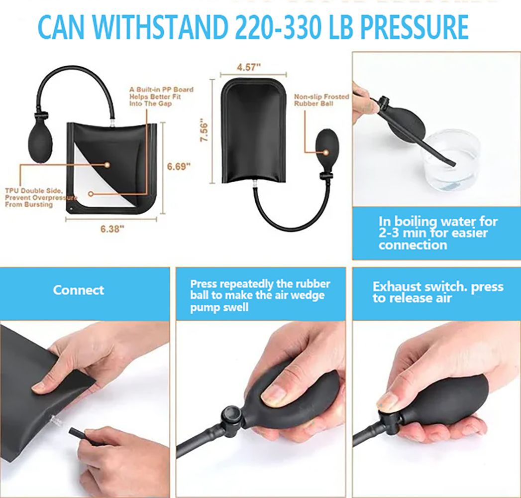 18-piece car emergency kit with window wedge, air wedge bag pump, long distance grabber, automatic trim and removal tool Preferred merchant service providers include SpeedX.UNIUNI.Amazon.USPS