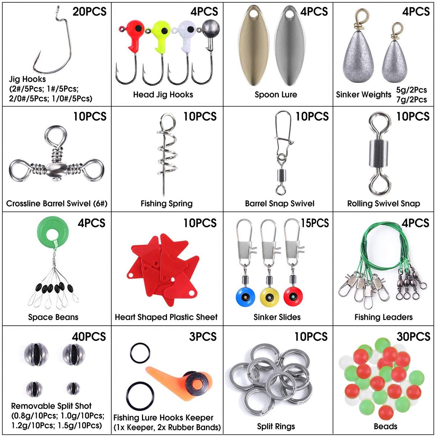 188PCS Fishing Accessory Kit - Includes Hooks, Sinker Weights, Lures, Swivels & More, Premium Corrosion-Resistant Material with Tackle Box for Easy Storage & Carry, Ideal Gift for Fishermen