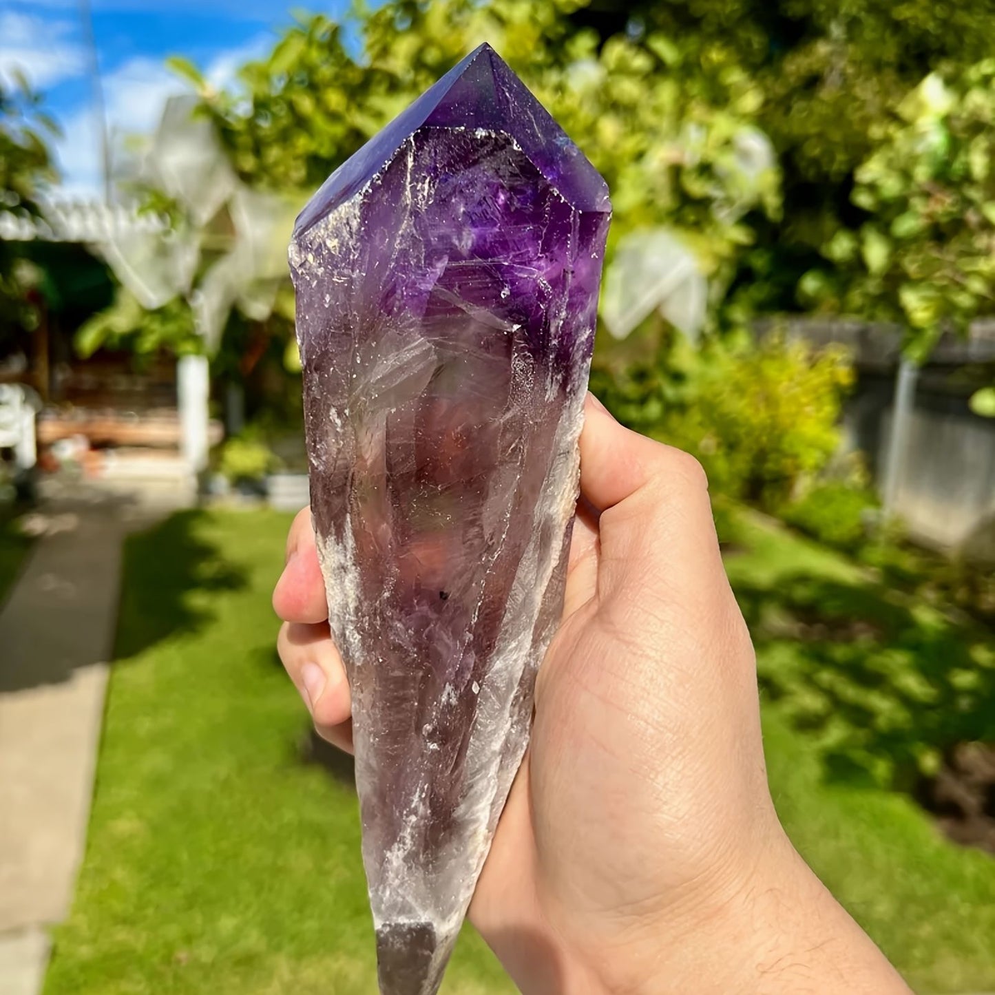 1pc Amethyst Scepter, Large Raw Uncarved Crystal, Stunning Gradient Amethyst Scepter, Perfect Gift For Family And Friends, Christmas, Valentine'S Day, Thanksgiving Day Gift, Perfect Home Decoration