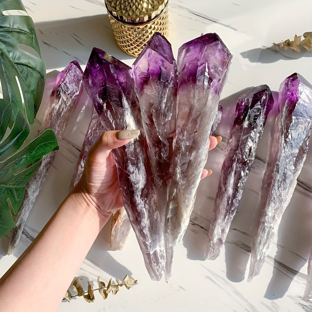 1pc Amethyst Scepter, Large Raw Uncarved Crystal, Stunning Gradient Amethyst Scepter, Perfect Gift For Family And Friends, Christmas, Valentine'S Day, Thanksgiving Day Gift, Perfect Home Decoration