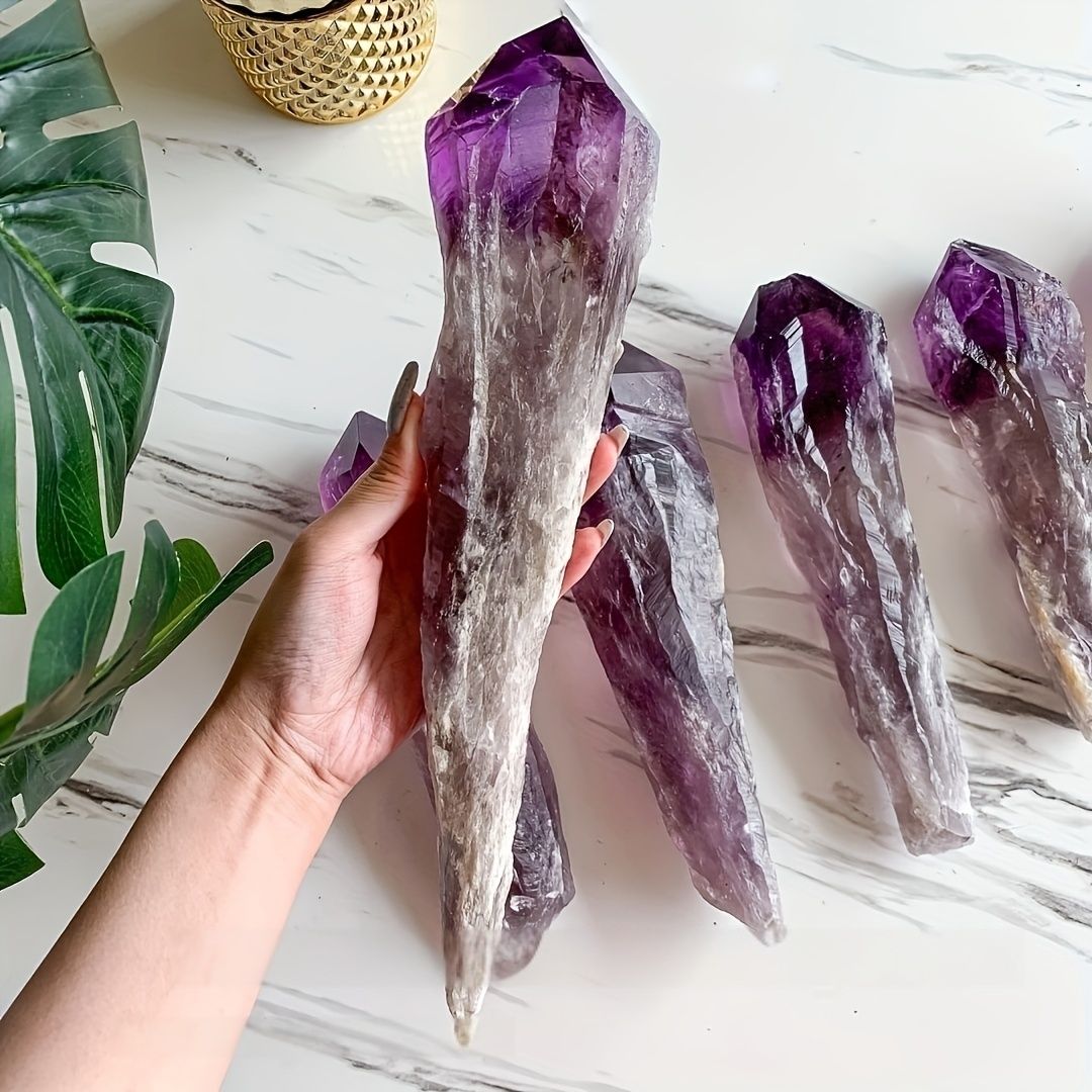 1pc Amethyst Scepter, Large Raw Uncarved Crystal, Stunning Gradient Amethyst Scepter, Perfect Gift For Family And Friends, Christmas, Valentine'S Day, Thanksgiving Day Gift, Perfect Home Decoration