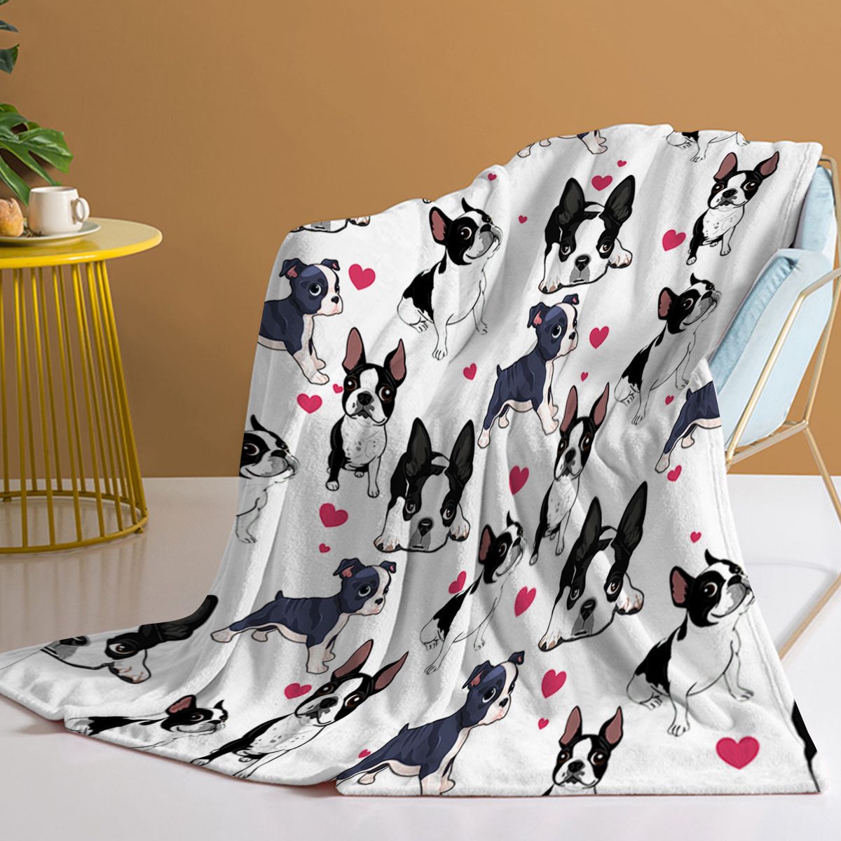 1pc Cute dog Printed Flannel Blanket - Soft, Warm, And Lightweight Throw For Couch, Sofa, Office, Bed, Camping, And Travel - Multi-Purpose Gift For All Seasons With Versatile Design